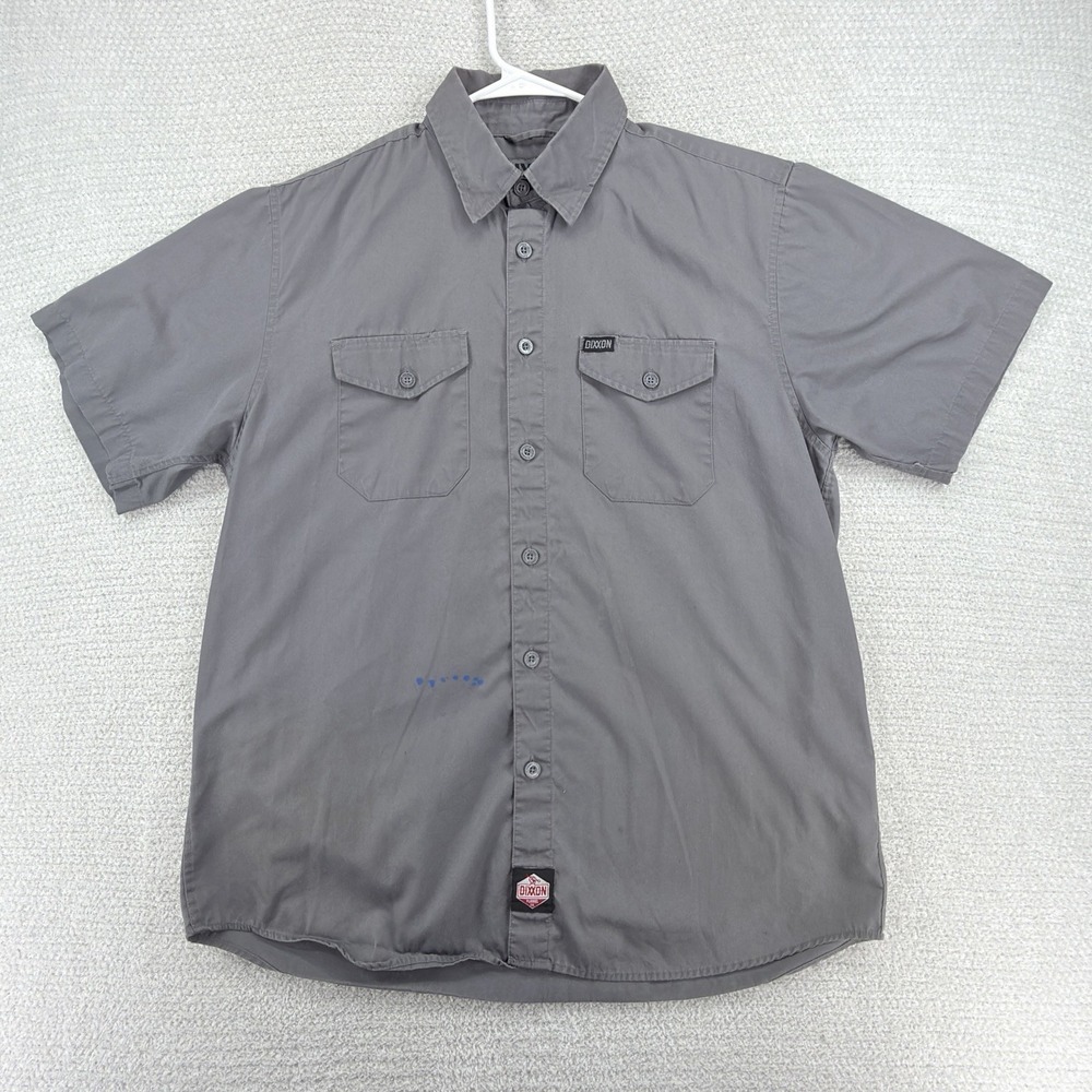 Dixxon Workforce Work Shirt Gray Short Sleeve Button Up Men's Large Workwear